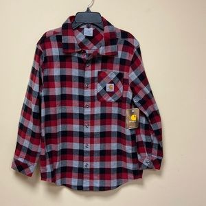 Carhartt Red, black and gray plaid flannel big boys size XL (18-20) NWT